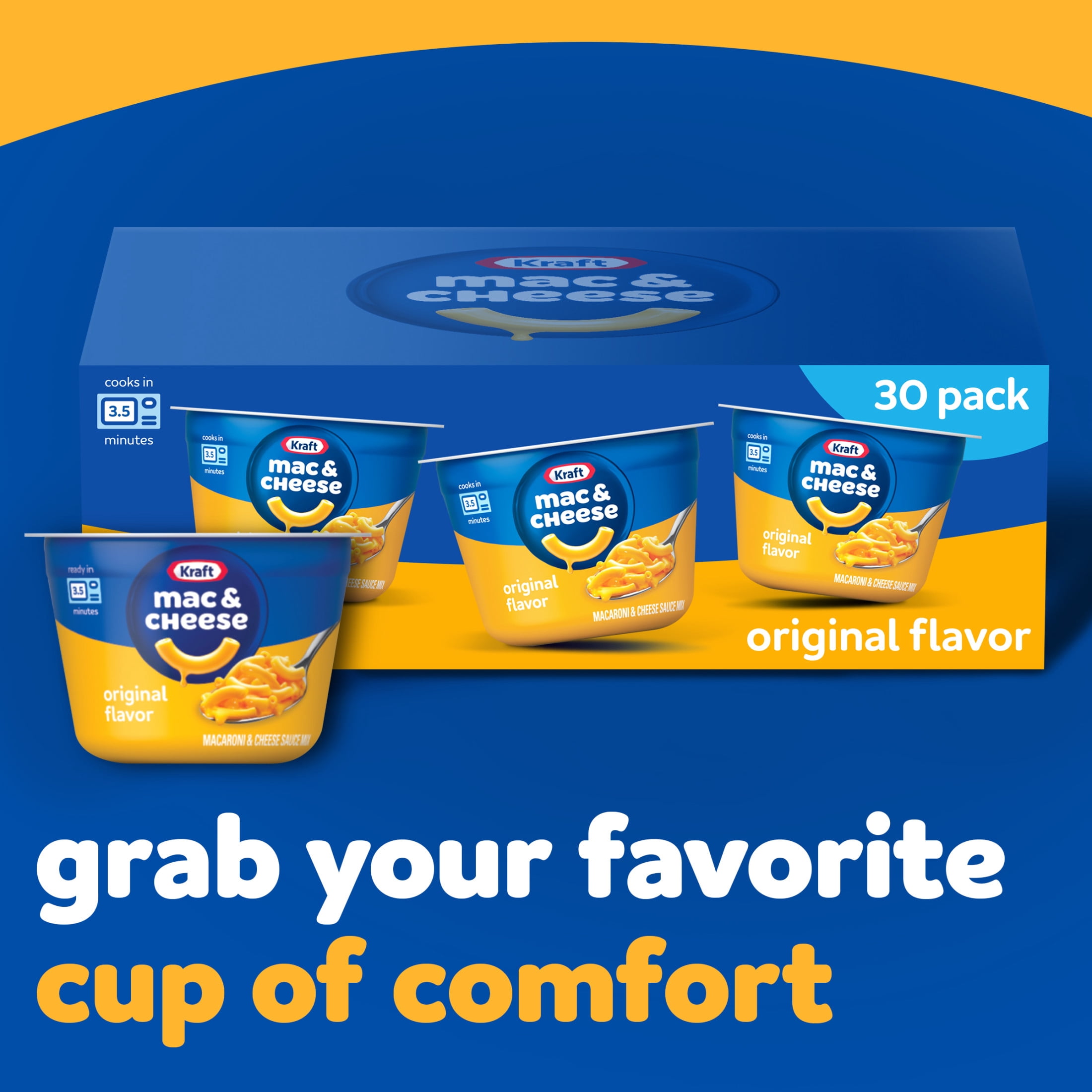Kraft Original Flavor Mac & Cheese, 30 Count Box, 2.05 oz Cups