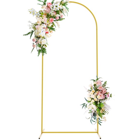 Wokceer 6 FT Wedding Arch Backdrop Stand, Square Gold Metal Arch for Ceremony, Birthday Party, Bridal Baby Shower, Photo Booth, Garden Flor