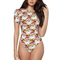 thumbnail image 1 of Balery Santa Claus bells Body de cuello redondo de manga corta para mujer Tops de manga corta Tops básicos-Medium, 1 of 7