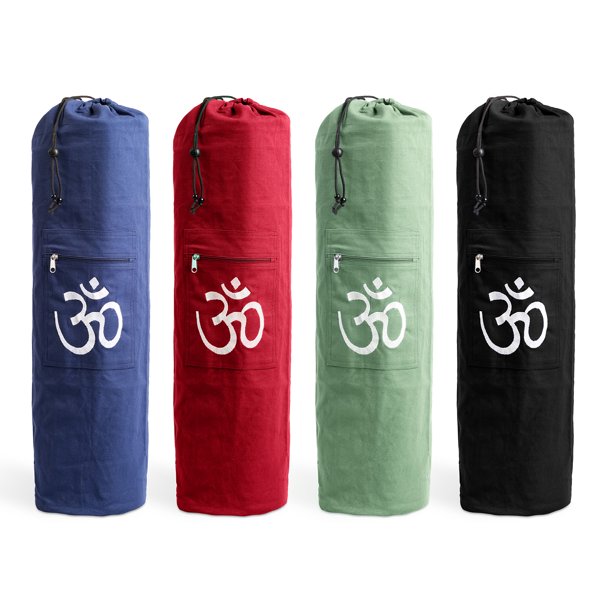 Sac de Tapis de Yoga - Coton Toile Cordon de Fermeture Broderie OM - Yogavni (Marron)