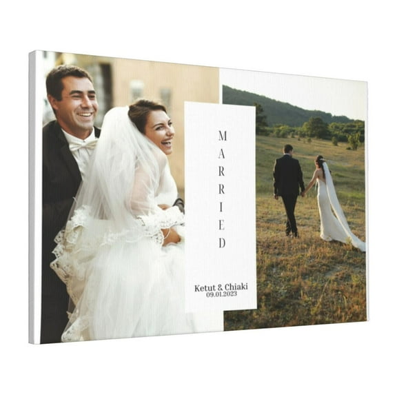 Custom Canvas Prints White Clean Married Personalized Photo Image Collage DIY Framed Kit Wall Art Picture Room Decor 16x20 inch