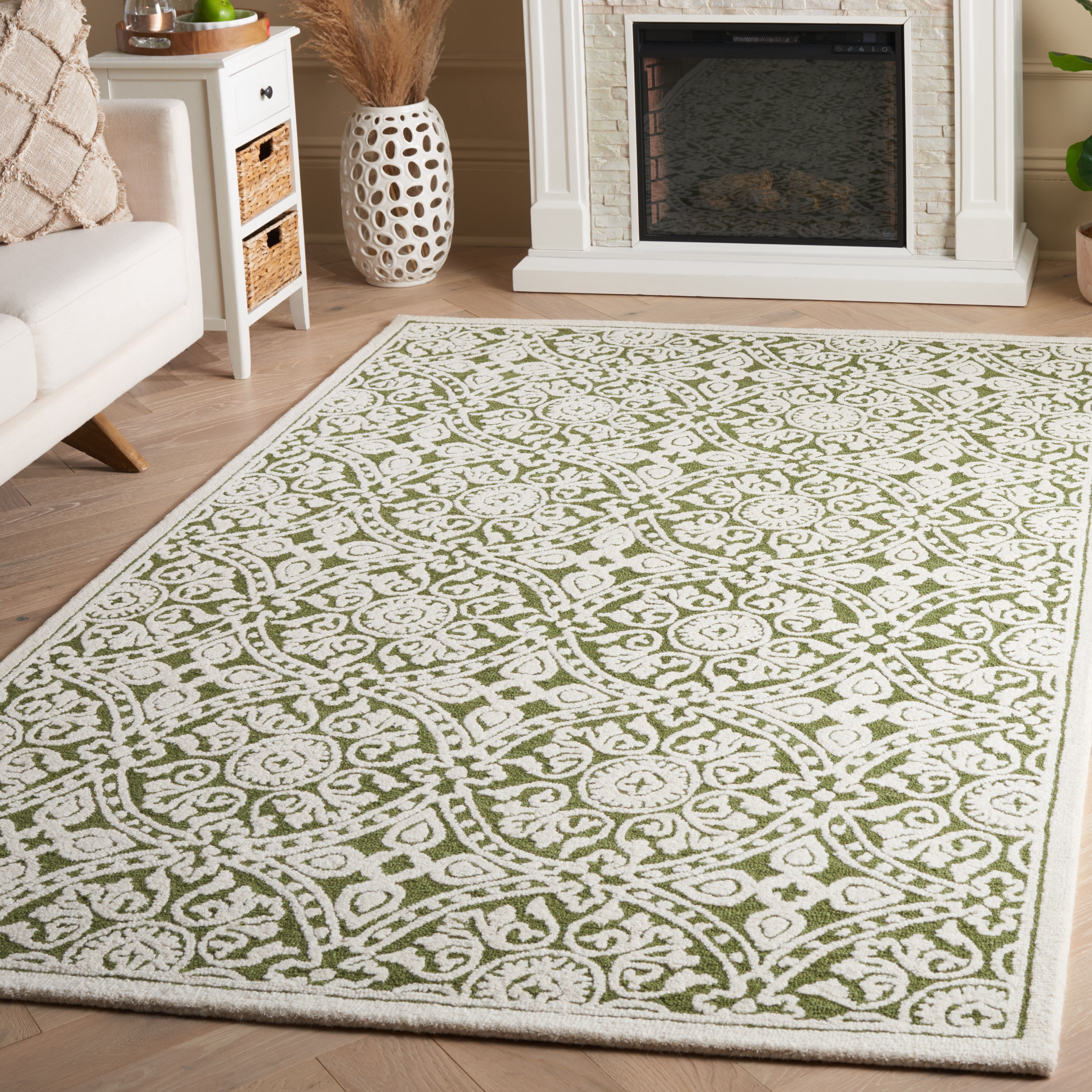 SAFAVIEH Metro Sunny Medallion Area Rug, Green/Ivory, 8' x 10'