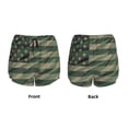 thumbnail image 5 of Xecao's Jungle Green Camo USA Flag for a double-layer running short for women, perfect for gym, tennis, and more, featuring a convenient pocket., 5 of 9