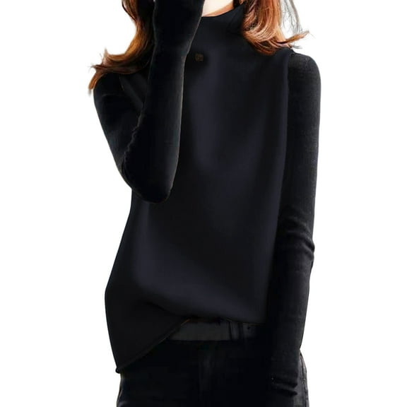 comerut Sweater Vest Button Decoration Solid Color Loose Warm Breathable Coldproof Comfortable Sleeveless Turtleneck Pullover Vest for Autumn