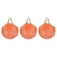 thumbnail image 3 of Gegong 3Pcs Fruit Bag Shopping Bag Market Bag Reusable Mesh Grocery Bags Washable Net Bag Mesh Reusable Tote Bag with Handle String Bag for Fruit Vegetable Shopping Storage Market(orange), 3 of 8