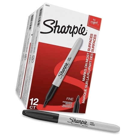 Sharpie Fine Point Permanent Markers, 24 Markers (2 X Box'S Of 12), Black (30051)