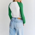 thumbnail image 4 of Raglan Sleeve Tops for Women Slim Fit Stretchy Color Block Raglan Shirts Workout Gym Athletic Baseball Tee Soft Stretch Fall Winter Underwear, 4 of 6