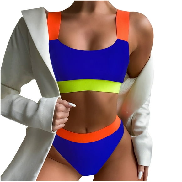 Babysbule Womens Swimsuits Clearance Sexy Women Bikini Patchword Splicing Two-piece Swimwear Swimsuit Beachwear Set