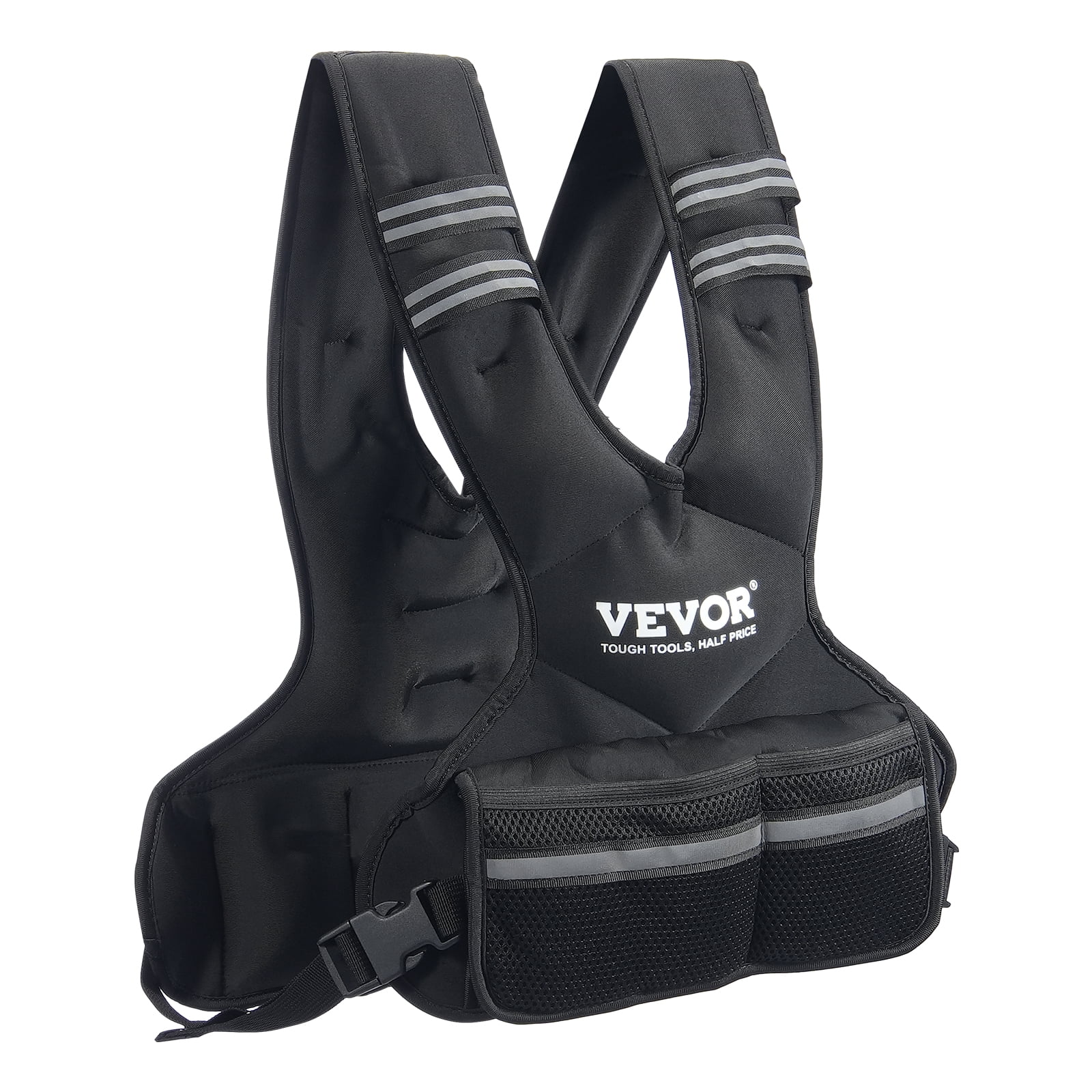 VEVOR Adjustable Weighted Vest, 11-20lb Weight Vest with 6 Ironsand Weights and Reflective Stripe, Body Weight Vest Exercise Set for Men Women, Workout Equipment for Strength Training Running