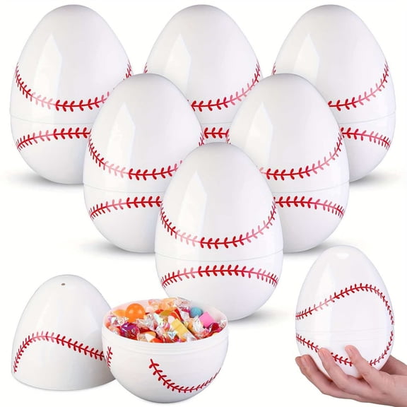chaungfeng 6PCS Unfilled Easter Eggs Sports Balls Decorations - 5.9in Plastic Holiday Basket Stuffers Fillable Eggs Baseball Football Soccer for Easter Hunt Party Supplies(Soccer)