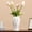Reed-inspired, variant on White Ceramic Vase with Lace Bow & Ribbed Texture - 7.7" Unique Flower Vase for Pampas Grass & Centerpieces, Farmhouse/Boho Decorative Vase for Living Room, Office Desk & Gift for Her/Yourself