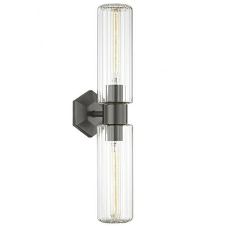 

2 Light Contemporary Brass Wall Sconce with Clear Cylinder Glass-23.75 inches H By 4.75 inches W-Old Bronze Finish Bailey Street Home 116-Bel-3827206