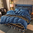 thumbnail image 4 of Winter Crystal velvet lace bed skirt single piece padded quilted milk velvet bedspread quilt bedding - Red - 180*60cm, 4 of 6