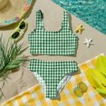 thumbnail image 6 of CCRFTGI Girls Swimsuits Size 6-7 Two Piece Sets Swim Vacation Girls Bikini Beach Holiday Bathing Suit Summer Cute Plaid Girls Fashion Swim Suit Kids Bikini Swimwear Army Green 3-4 Years, 6 of 9