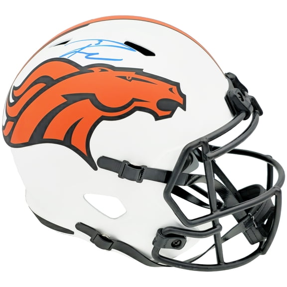 Russell Wilson Autographed Denver Broncos Lunar Eclipse White Full Size Replica Speed Helmet Fanatics Holo 227940