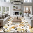 thumbnail image 3 of 5'x8' Area Rugs, Orange Spring Floral Indoor Outdoor Area Rug for Living Room Bedroom, Watercolor Blooming Botanical Summer Washable Bathroom Rugs Kitchen Floor Carpet Mats Home Decor Aesthetic, 3 of 8