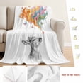 thumbnail image 5 of Cute Deer Blanket Soft Cozy Warm Throw Blanket for Couch, Plush Fuzzy Flannel Fleece Blankets for Sofa, Modern Abstract Oil Painting Aesthetic Bed Blankets Lightweight Gifts for Women, 40"x50", 5 of 9
