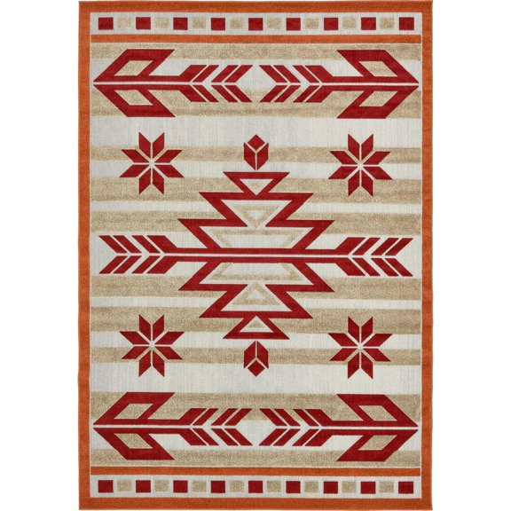 Unique Loom Albuquerque Indoor/Outdoor Rug, Burgundy (7' 0 x 10' 0)