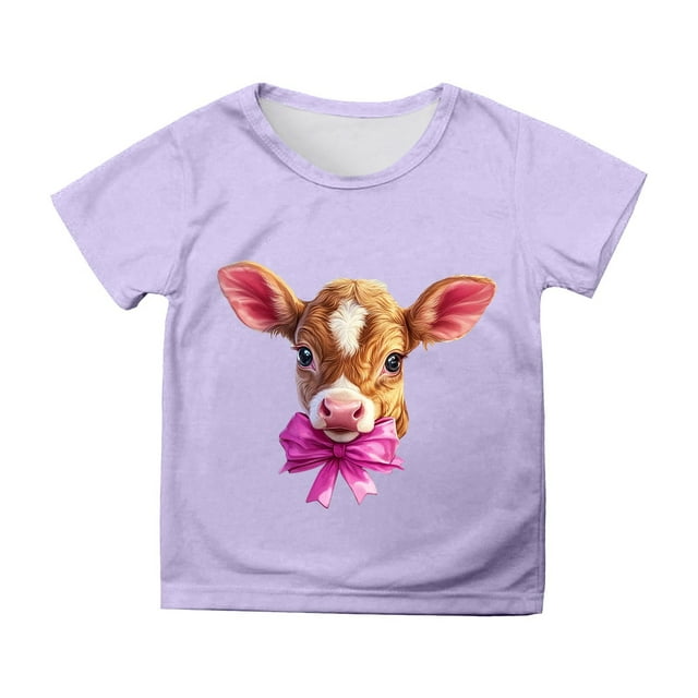 MIASHUI T-Shirt Garçon Mignon avec Imprimé Lapin, Filles Joyeuses Pâques, Violet, 3-4 Ans