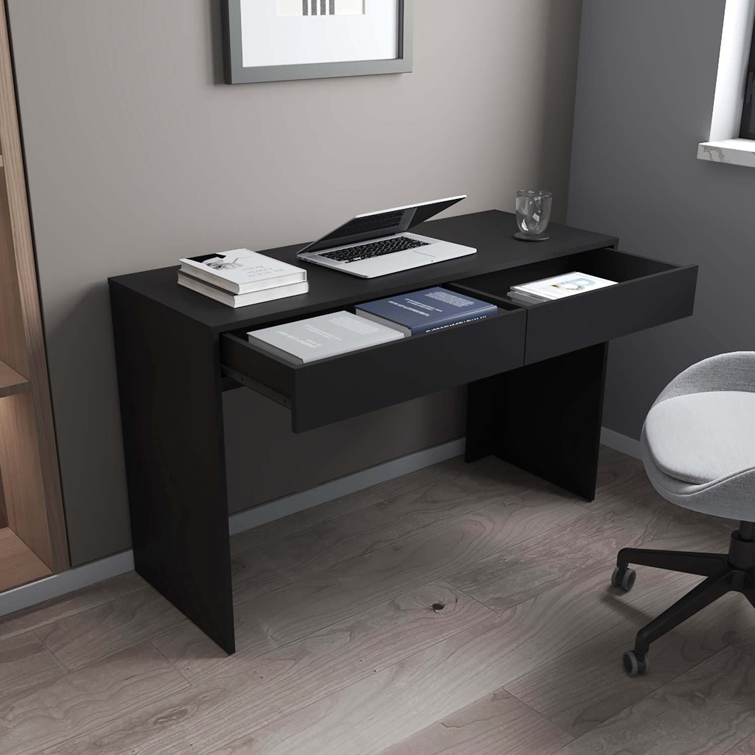 Asteroutdoor Wenge 2-Drawer Computer Desk