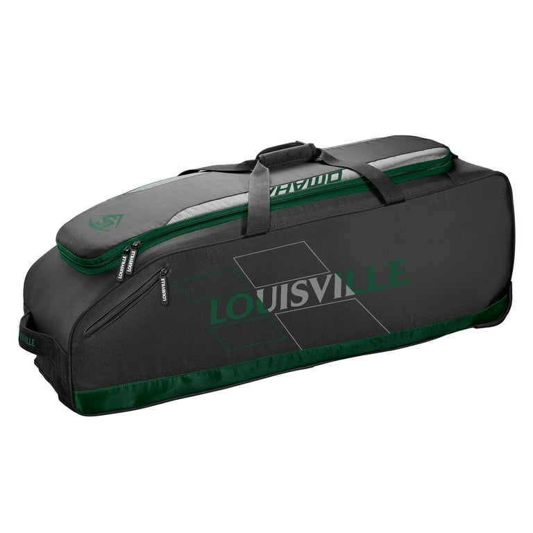 Louisville Slugger Omaha Rig Baseball Equipment Wheeled Bag Black and Dark Green Walmart