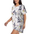 thumbnail image 2 of "Wukai Rabbit And Butterfly Women's Pajama Set - Short-Sleeve Top and Shorts with Elastic Waistband and Pockets for Loungewear, Yoga, and Casual Wear-Small, 2 of 8