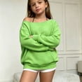 thumbnail image 2 of Girls Ribbed off Shoulder Sweatshirts Oversized Trendy Solid Sweater Kids, 2 of 5