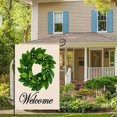 thumbnail image 5 of NewJum Wreath Spring Garden Flag Magnolia Leaves Welcome Small Yard Flag Double Sided Burlap Summer Flag for Outside Decor 12x18, 5 of 6