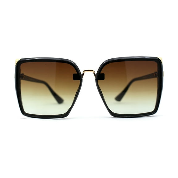 Womens Metal Bridge Oversize Rectangle Butterfly Diva Sunglasses Black Brown Green