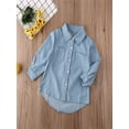 thumbnail image 3 of Gureui Baby Girls Autumn Warm T-Shirt, Toddler Denim Letter Print Long Sleeve Blouse Top, 3 of 5