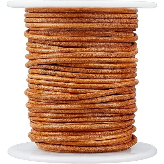 20M Round Cowhide Leather Cord Jewelry Cord Jewelry Making Material Peru 2mm about 21.87 Yards(20m)/Roll