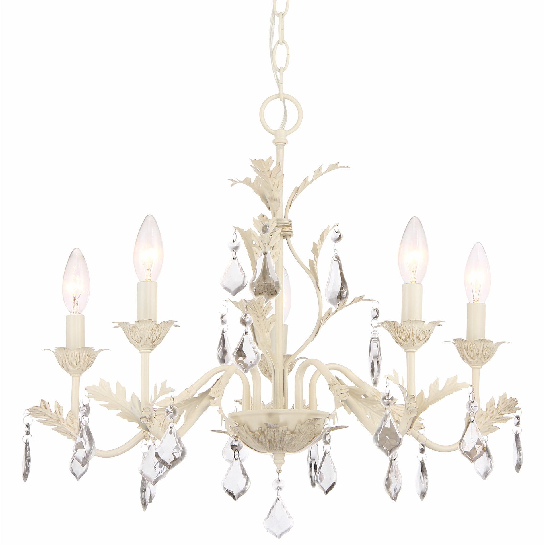 Kira Home Astoria 21" French Country Chandelier Leaf Design Hanging Crysta... 