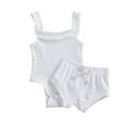 thumbnail image 4 of Barboteuse Sans Manches à Col en U + Pantalon 2 Pcs pour Bébé Fille Couleur Unie, 4 of 4