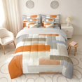 thumbnail image 3 of Manfei Ombre Brushstroke Rectangle Queen Bedding, Orange Gray Bedding Comforter Set Queen, Gray Reversible 7-Piece, 3 of 6