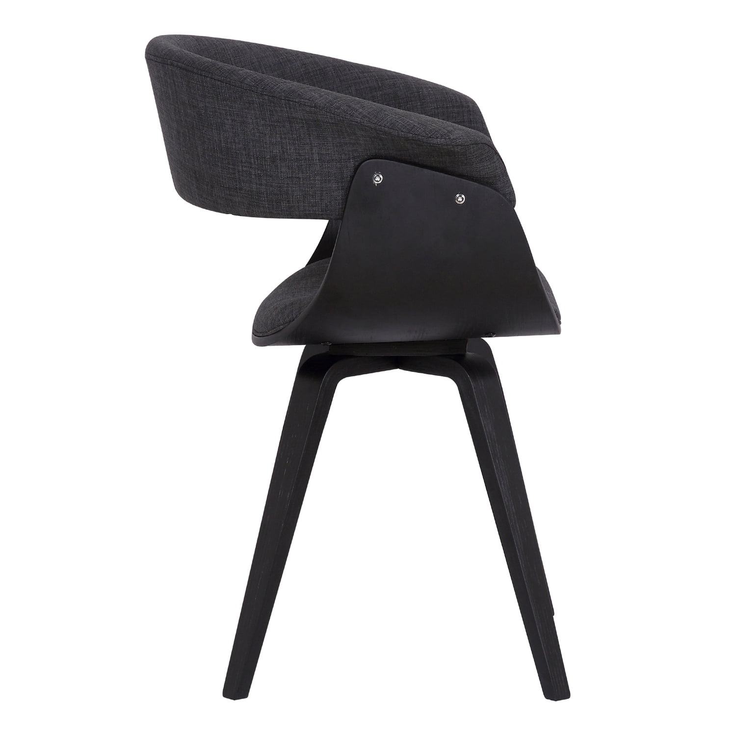 Summer Mid Century Modern Dining Accent Chair for Table Kitchen Desk Vanity in Charcoal Fabric and Black Wood Finish