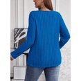 thumbnail image 6 of Women'S Plus Size Tops Trendy V Neck Casual Long Sleeve Shirts Knit Sweaters Blue XL, 6 of 7