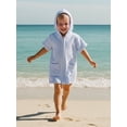 thumbnail image 4 of BemeyourBBs Toddler Baby Girls Boys Swim Cover Up Kids Swimsuit Coverup Zip-Up Beach Bathing Suit Robe Short Sleeve Hooded Striped Pockets Pool Beach Cover Ups, 4 of 9
