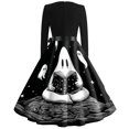 thumbnail image 5 of Halloween Dresses for Women Ghost Skeleton V Neck Hepburn 1950s Retro Tea Length Dress Long Sleeve Cocktail Funny Classic Dress with Belt M, 5 of 5