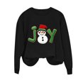 thumbnail image 4 of asdoklhq Tops for Women Christmas Women's Round Neck Hoodless Christmas Printed Casual Loose Sweatshirt Black M, 4 of 6