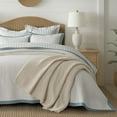 thumbnail image 6 of EVERGRACE Cotton Border Frame Tack-Stitch Quilt Bedding Set Queen Size, Coastal Oversized 3 Pieces Lightweight Bedspread Coverlet for All Season, with 2 Matching Shams, Blue Linen, 6 of 8