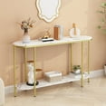 thumbnail image 1 of Ktaxon Oval 2-Tier Console Table, Modern Faux Marble Entryway Table, Gold, 1 of 6