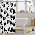 thumbnail image 3 of Manfei Cartoon Cat Shower Curtain 72Wx84L, Kawaii Art Kitten Bathroom Shower Curtain, Black White, 3 of 5