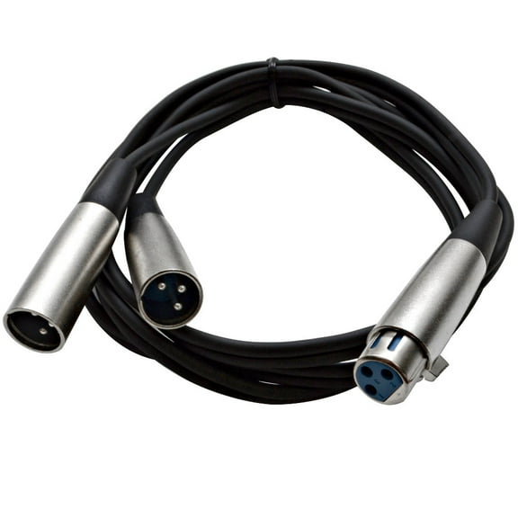Seismic Audio NEW 5' Splitter Patch Cable 1 XLR Female to 2 XLR Male Black - SA-Y2.5