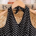 thumbnail image 6 of oqasdz Girls Dresses Polka Dot Print V Neck Backless Elasitc Waist Cinching Tiered Flared Vintage Sunderss for Kids Youth Summer Dress, 6 of 7