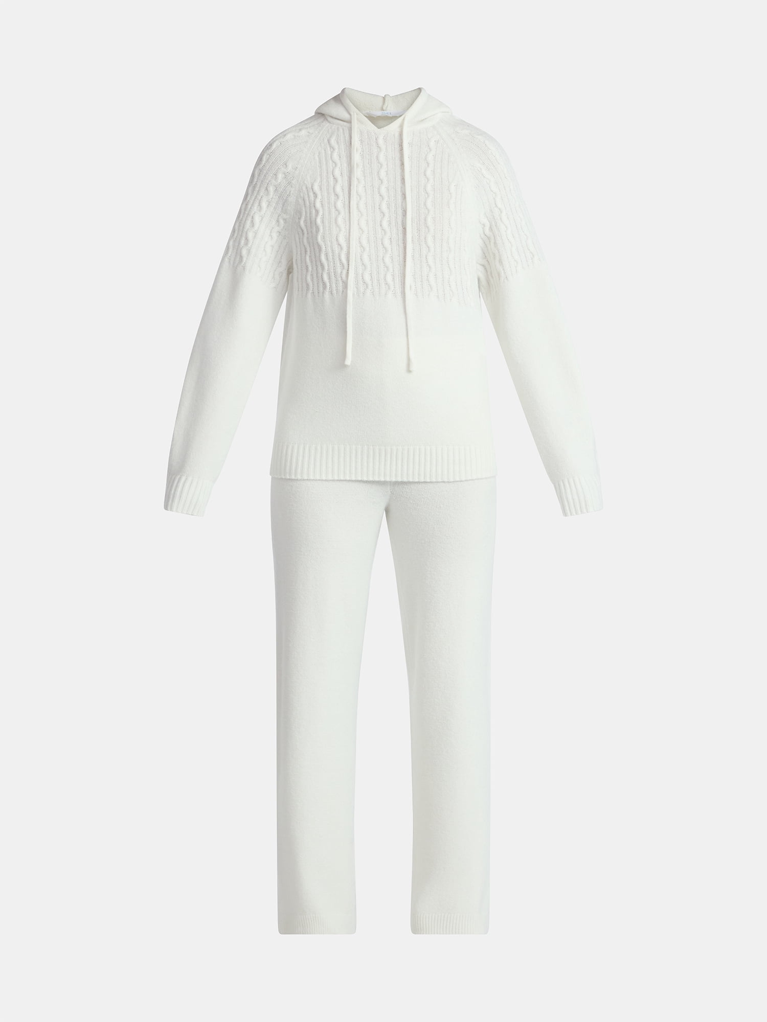 Time and Tru Women's Cable Knit Hoodie Sweater and Pants Set, 2-Piece, Sizes XS-XXXL