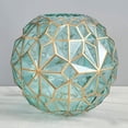 thumbnail image 1 of Contorno en jarrón de cristal dorado, bonito florero verde, floreros esféricos soplados a mano para estantería, mesa de cena, comedor, reunión, 1 of 5