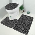 thumbnail image 2 of Black Paisley Pattern Bathroom Rugs Sets 3 Piece,Toilet Cover Set,Absorbent Non Slip Bathroom Mats Sets with U-Shaped Contour Rug Toilet Rug Set, 2 of 5