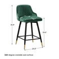 thumbnail image 6 of Swivel Bar Stool with Low Back Set of 2, 26 Inch Counter Bar Height Stool Velvet Upholstered Armless Heavy Duty Bar Chair for Kitchen Island Dining Room, Green, 6 of 7