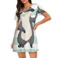 thumbnail image 1 of Vsdgher Mignon Motif Raton Laveur Chemise de Nuit Femme à Manches Courtes Col Rond Mignonne Robe de Nuit à Volants Nuisette Confortable, 1 of 6