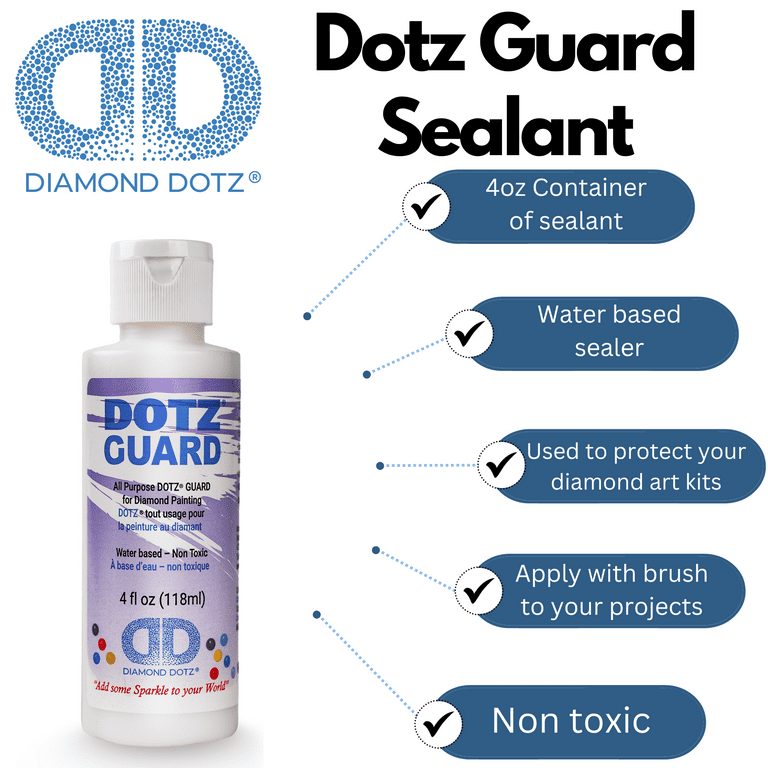 Diamond Dotz Accessories Dotz Guard Diamond Painting Sealer, Clear Finish Diamond Art Sealer, Protects Diamond Art, Durable Glossy Glaze for Craft Projects